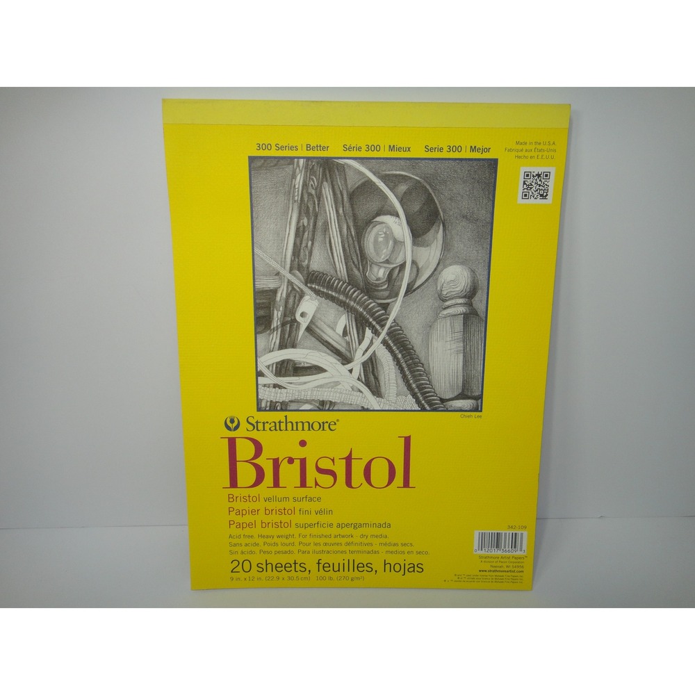 Strathmore 300 Series Bristol Vellum Paper Pad 9x12 20 Sheets 100lb 342-109 New